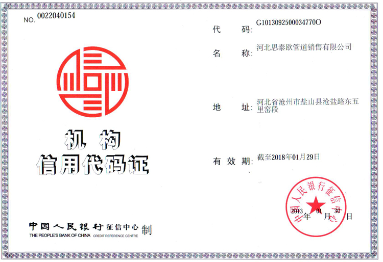 Credit Code Certificate